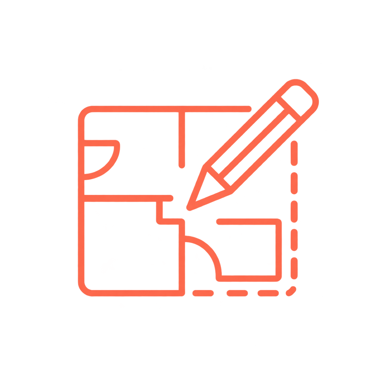 Plan d’architecte au crayon corail
